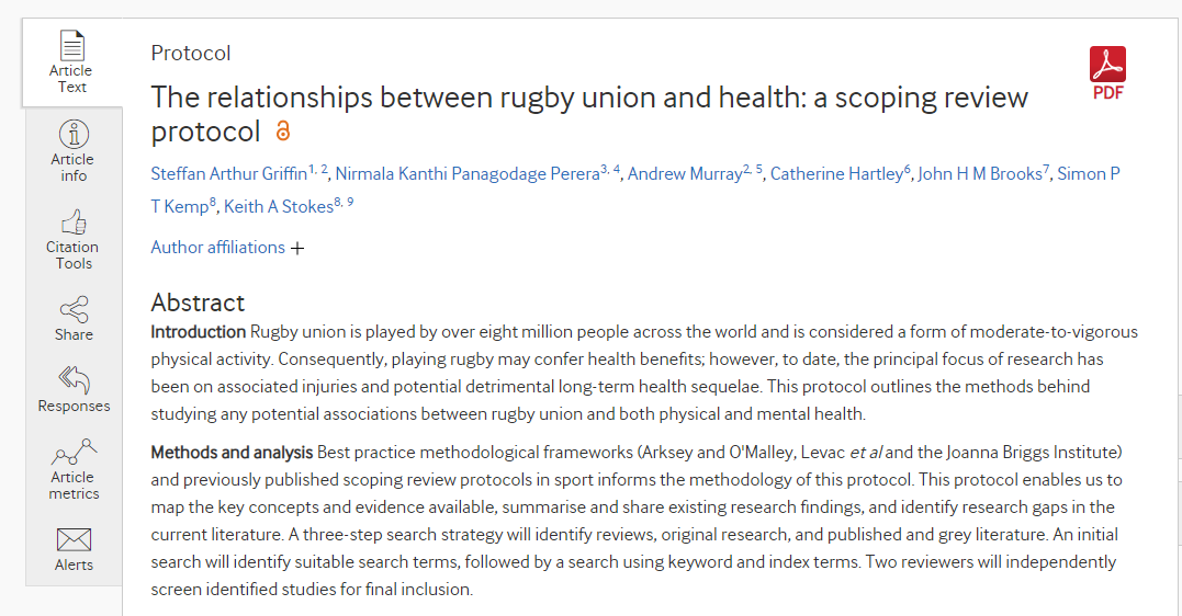 Andrew Murray Is Rugby Overall Good Or Bad For Health What Are The Potential Health Benefits And What Are The Health Issues Work Is Underway Led By Steffangriffin Here Is