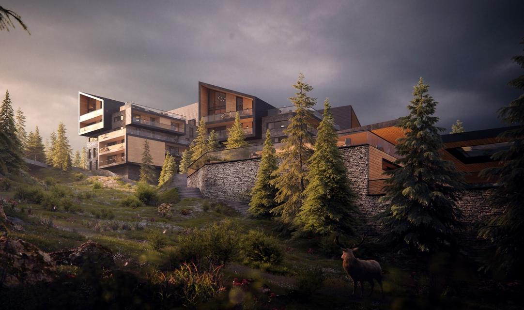 Amazing resort high in the mountains with our favourite timber and stone contrast #3drendering #3drenderings #3d #3drender #3drenders #architecturalmodels #vrayrendering #3dsmax #realestatemarketing #realestate #archviz ##realestatedevelopment #propertymanagement