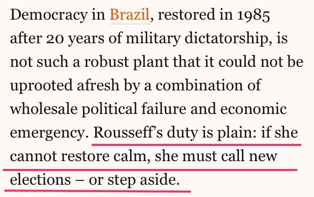 Despite the huge decrease in Amazon deforestation under PT administrations,  @guardian attacked Dilma Rousseff’s Government as if it was an environmental pariah. It then promoted the “free markets” campaign for the coup, and even called for her resignation. http://www.brasilwire.com/the-strange-case-of-the-guardian-brasil/
