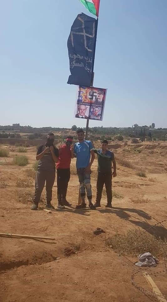 MrWikisrael's tweet photo. Another message coming from Gaza two days ago. At the border with Israel Gazans planted once again a flag with a Swastika.

The message is clear. https://t.co/7Qg7v5YeCg