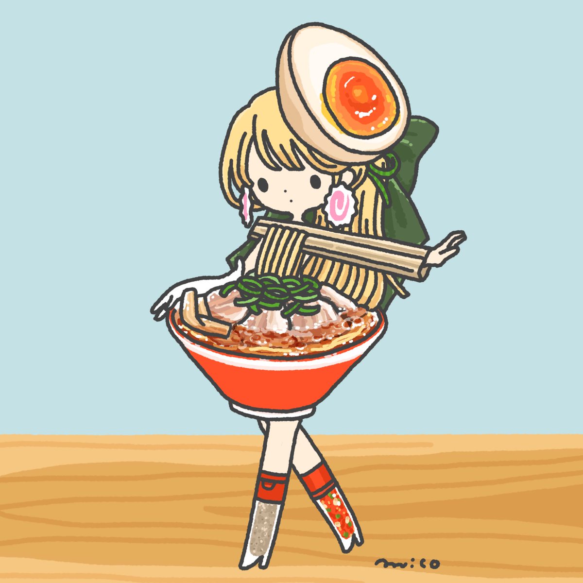 「?Ramen?

#ラーメン記念日
#即席ラーメン記念日 」|paricoのイラスト