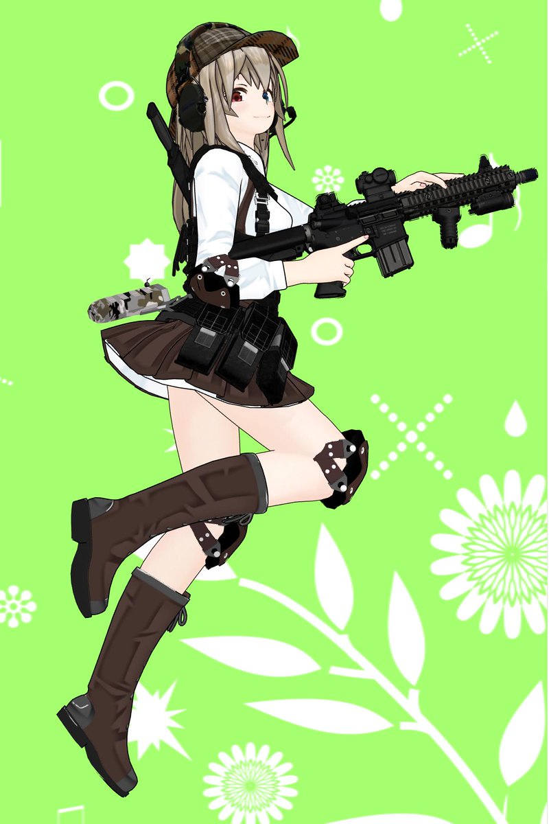 ロウロー Pa Twitter どや顔ミリタリーメルケさん Mmd メルケ M4カービン Quappael様 ヘッドセット リュヒルド様 シンプル な背景セット３ 28 イッセキ王子様