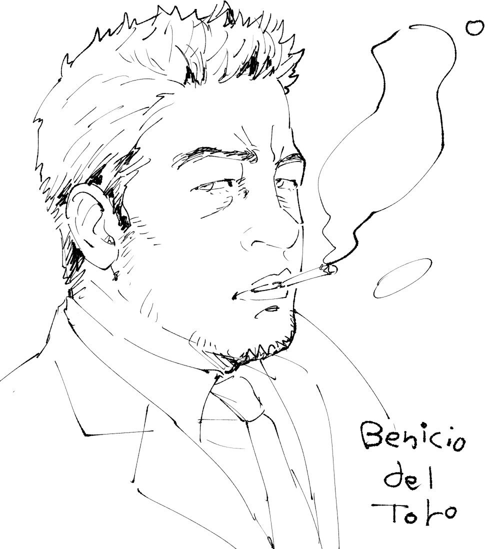 ちょっと疲れたからデルトロを描いて気分をあげてみました。。けだるそうな表情が最高だよね。。。 