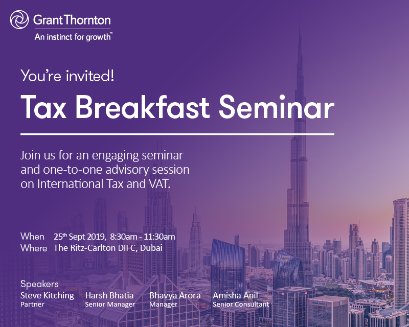 Join us for an engaging seminar and one-to-one advisory session #tax and #VAT Register here tariqchaudhry.typeform.com/to/hPqdoM #UAE #breakfast