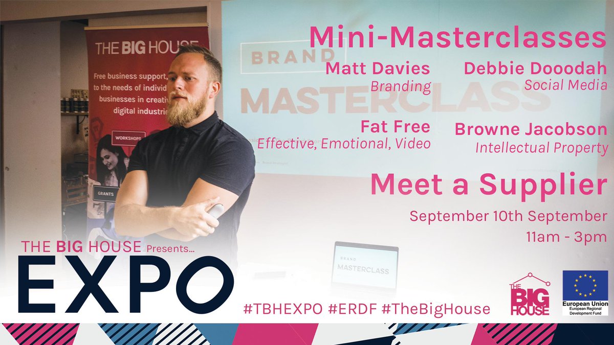 CQNottm's tweet photo. Looking to upskill in IP, Branding, Social Media or Marketing? At EXPO we’re holding a variety of Mini-Masterclasses from the likes of @debbiedooodah @brownejacobson @FatFreeMedia and @mrmattdavies 

Grab a free coffee and pick up a trick or two. https://t.co/Si6dS8hAoz  #TBHEXPO https://t.co/G21PgrZTZr