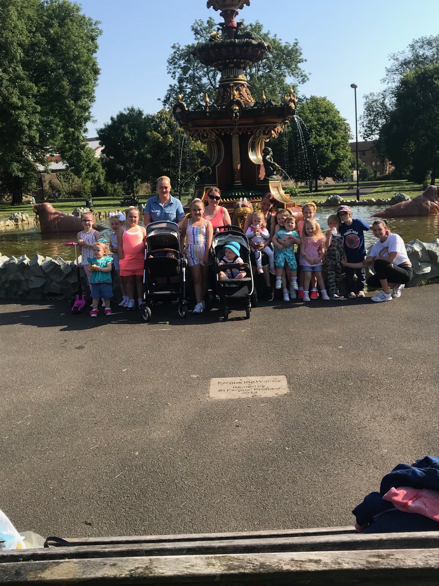 Great wee morning for our sponsored walk. Ready, steady, go... #familyfun #foutaingardens #rainbownursery
