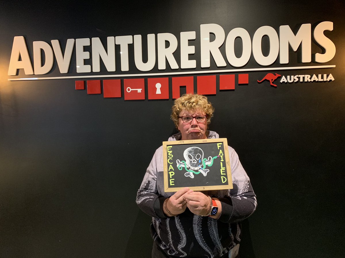 northstar07's tweet photo. Yes we didn’t get but we had laugh. Stacey and I was handcuffed together all the time. It was so funny. #adventureroom https://t.co/68RLmAj1OP