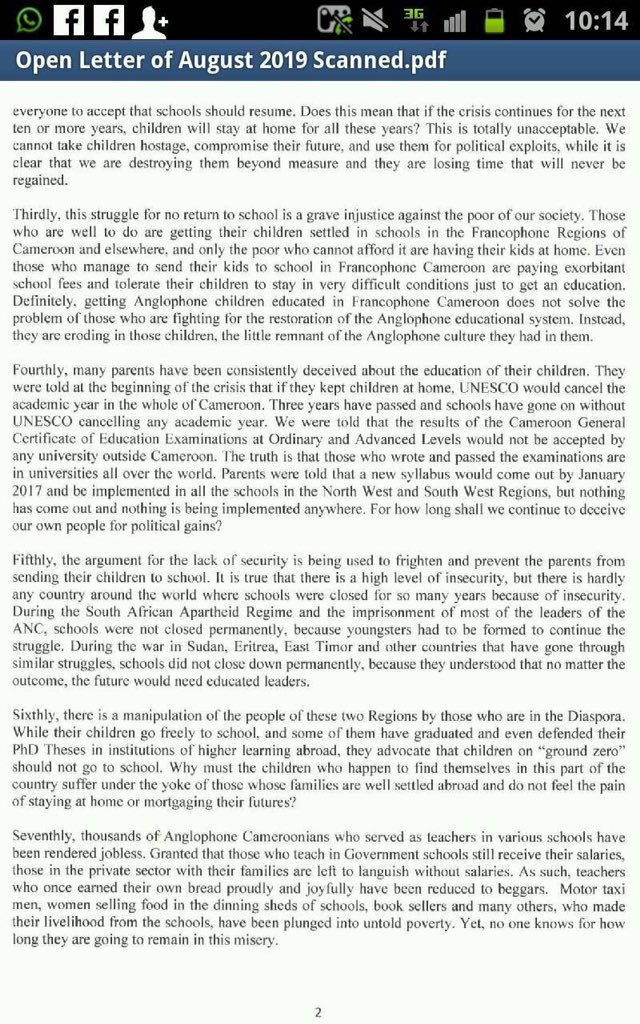Mesonge's tweet photo. Four page open letter from the Bishops of the Bemenda Ecclesiastical Province #BAPEC. They have had enough of school boycott. This letter is highly critical of #AmbaBoys, diaspora and #Cameroun military. I await the response of the parties cited. #AnglophoneCrisis #SCameroons https://t.co/EiEGwcsMrT