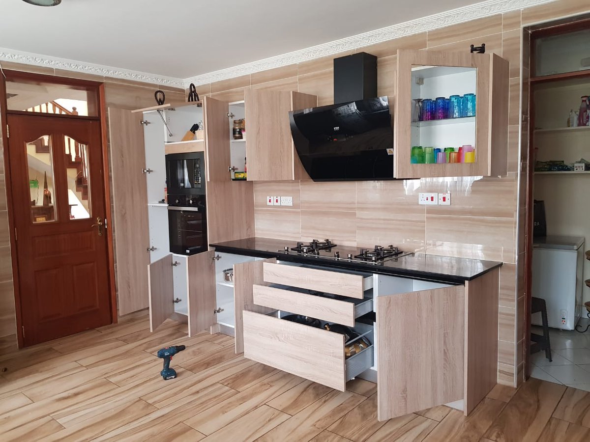 Complete project in Karen. Scope of work: Cabinetry, granite worktop, and appliances. 0722692209. Kindly RT, my next client could be on your TL.