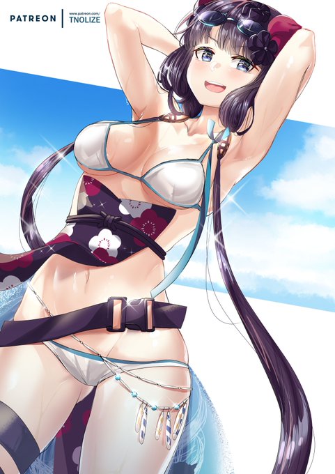 Did I made the armpits right this time? I have always practiced to get this done perfectly and her design is kinda easy to pull it off but the pattern is so hard to do('_`)#FGO #FateGO #葛飾北斎 #葛飾応為 #水着 