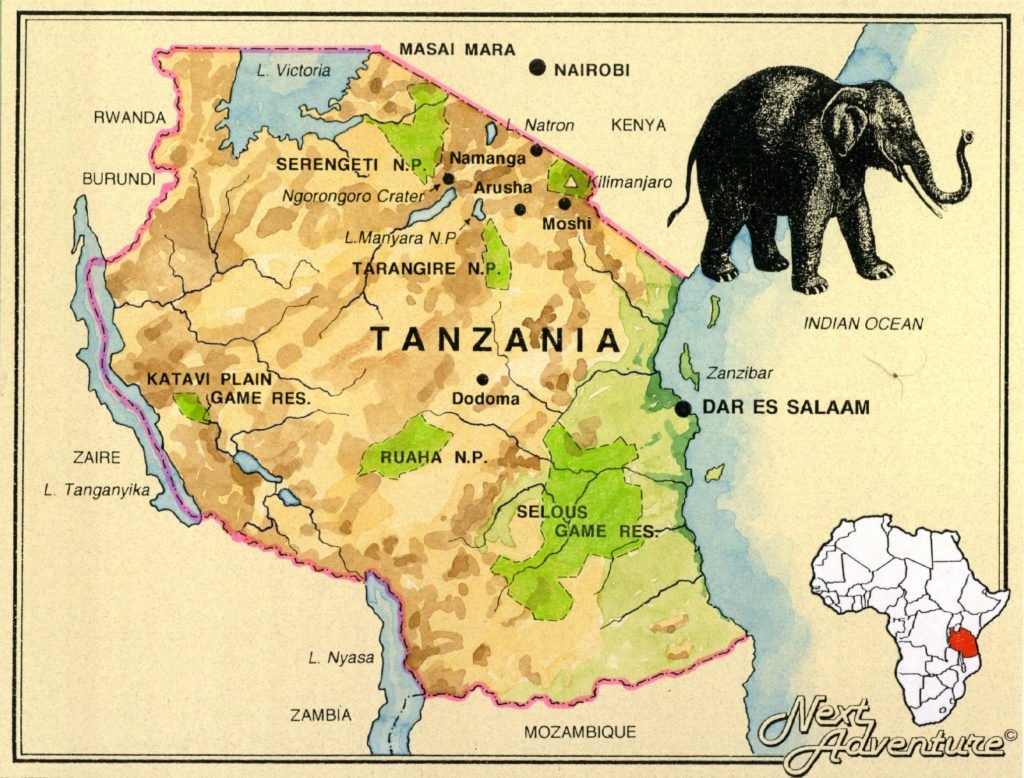 Карта танзании с национальными парками