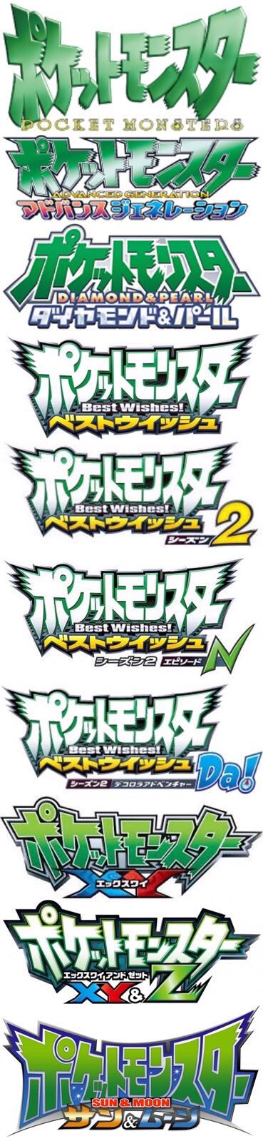 Twitter 上的 にかいち 来週9月1日のアニポケで新シリーズのポケモン剣盾のアニメ情報が重大発表として来そうってことなので 前にまとめた歴代の アニメ ポケットモンスター のタイトルロゴ変遷置いときますね Dp編のプラチナ入りロゴは劇場版はあったはずだけど