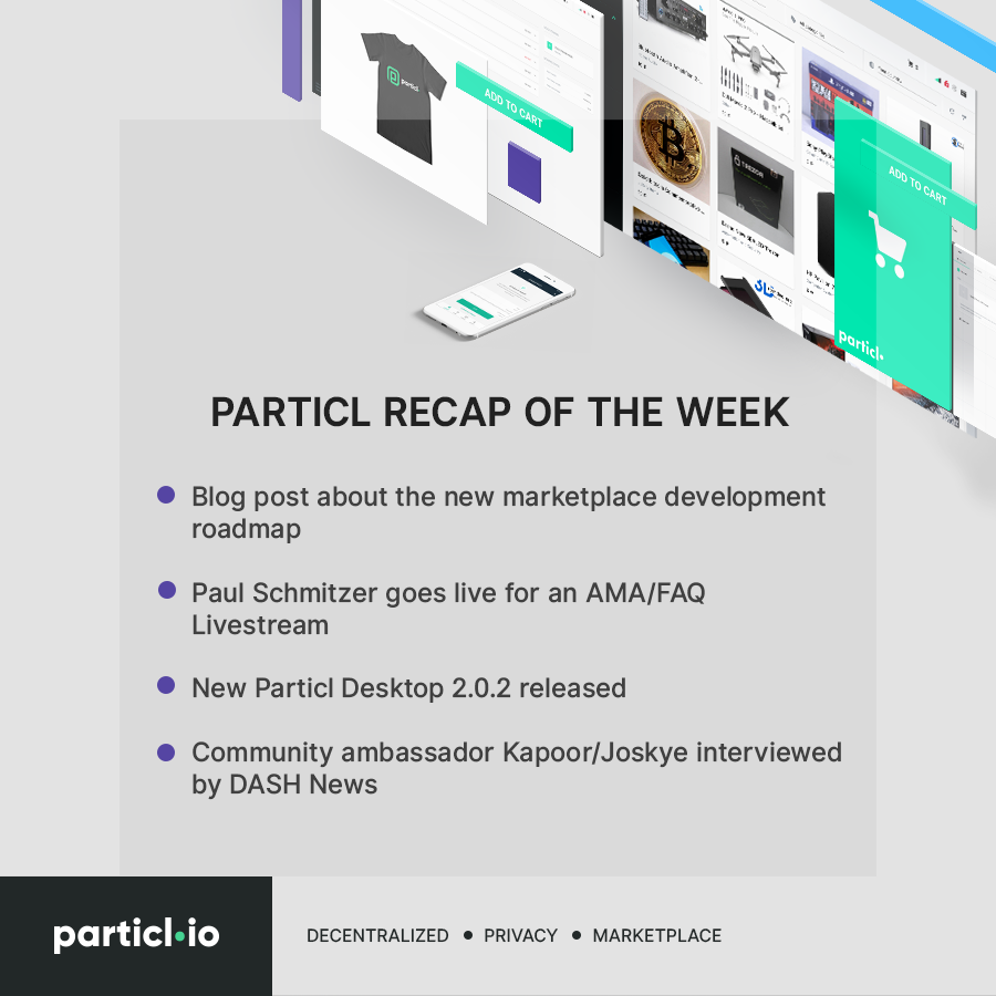 ParticlProject's tweet photo. Here's what happened this week around Particl! ๐ช
https://t.co/KYcAOh8KOA
https://t.co/YLfffgpor6
https://t.co/jT2KxiQl9z
https://t.co/FgX8CVP539
#RoadToMainstream #Privacy #PrivacyCoin #eCommerce https://t.co/QoARezMCzo