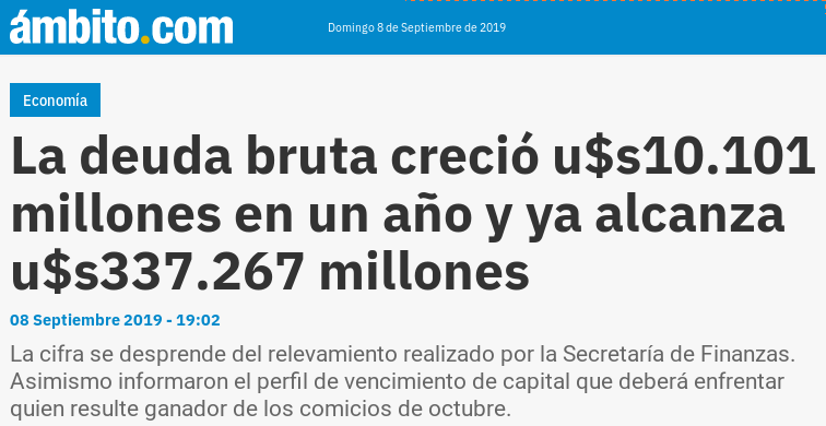 egis57's tweet photo. La #deuda bruta alcanza U$S 337.267 millones (al 30/06/19)
🔴 En 2020 vencerán U$S 44.232 millones 🔴
En 2021 los Vtos. serán aún mayores.
-
#macrisissincontrol
Sin dudas esto fue un saqueo.
#MacriNosFundio
-
DEUDA ⤵️
https://t.co/4RYozspLdy
Vtos. ⤵️
https://t.co/dWQKUAK82i https://t.co/2RsjIuDolS