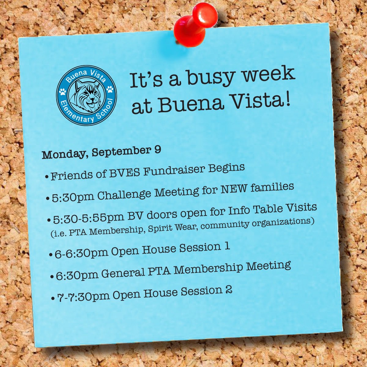 bvepta's tweet photo. It's a busy week @bvistaes! We hope to see you tomorrow night for Parent Orientation. For the full details on this week's events, check out the BV Newsflash at https://t.co/XApBAl3ETv. #buenavistabobcats https://t.co/WoRH0gmjet