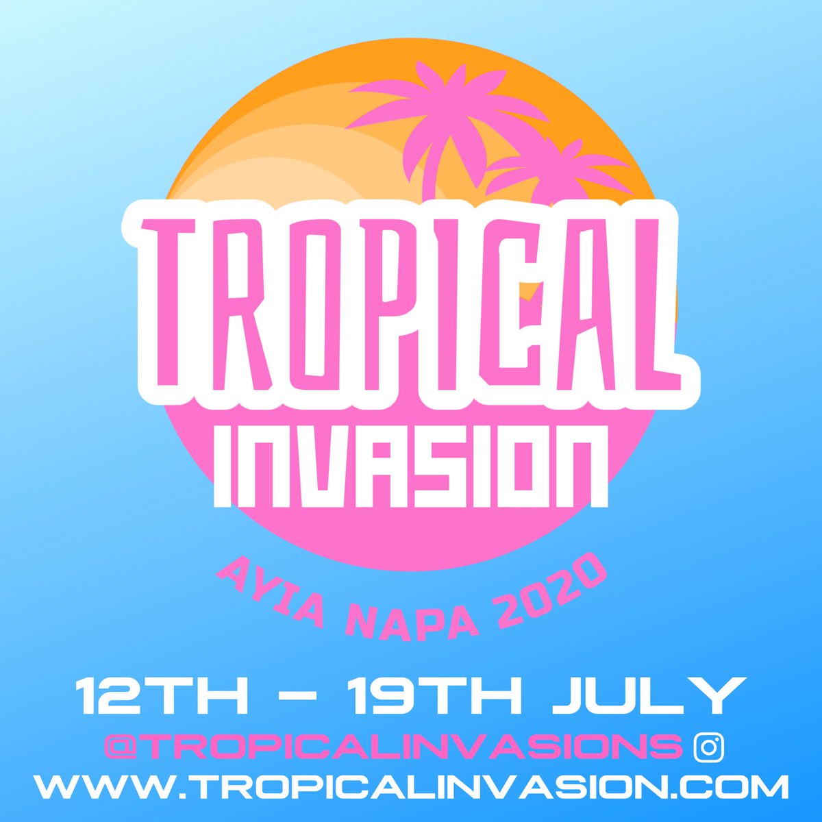 TropInvasions's tweet photo. #TropicalInvasion 2020 Heads to #AyiaNapa & The cats out the bag! Put these dates in your calendar ππ΄ *********************************** Look out for our first DJ Line-Up this time next Sunday as well as the release of the official Tropical Invasion website & packages βοΈπ₯ https://t.co/j1NuhN2RPg