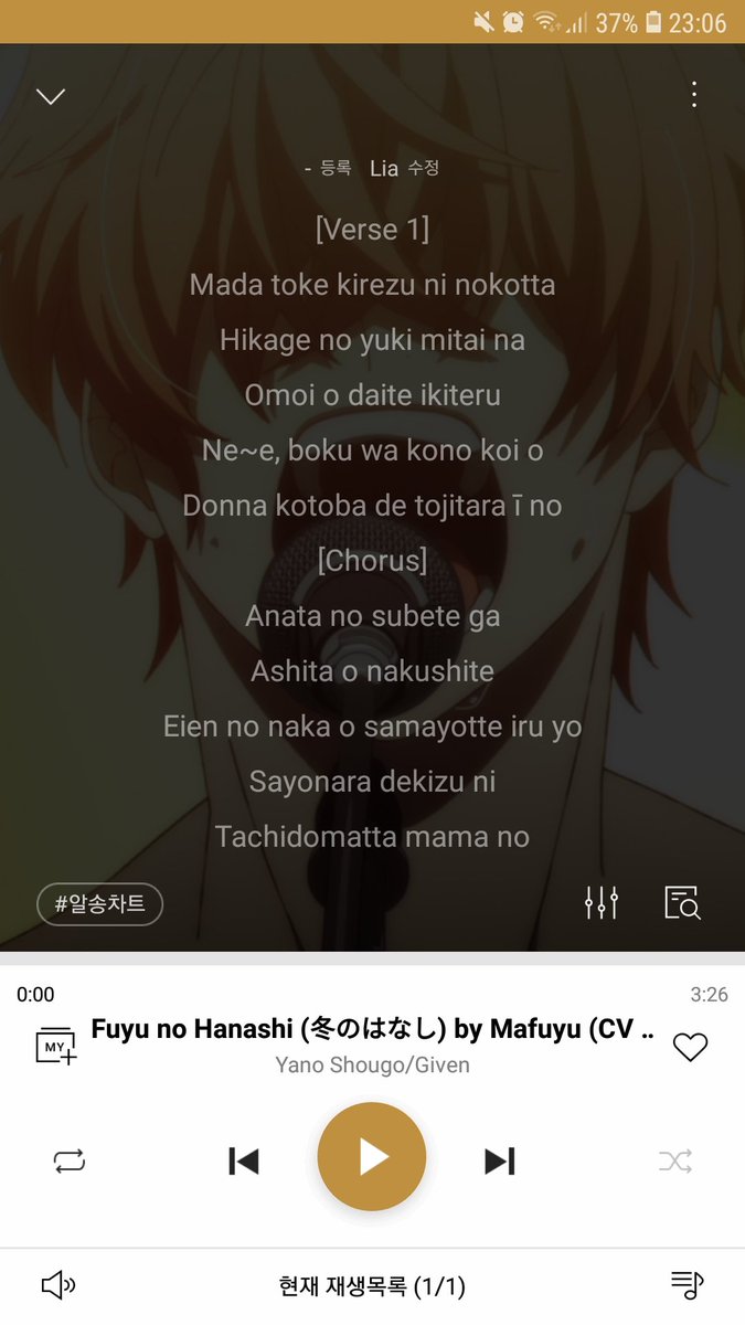 冬のはなし (fuyu no hanashi) (tradução) - Given (anime) - LETRAS