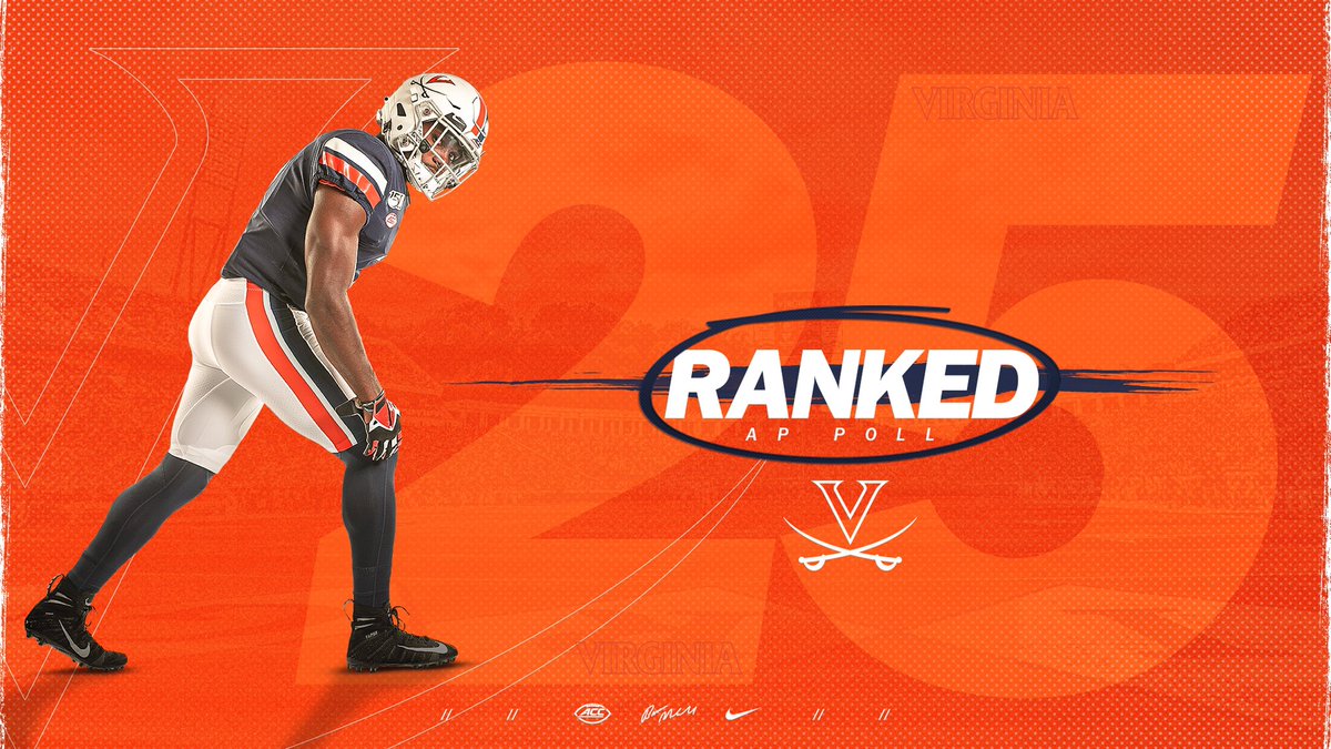 UVAFootball's tweet photo. Look Hoos climbing ⚔️📈

We’re ranked 2️⃣5️⃣ in this week’s @AP_Top25 Poll.

#GoHoos | #TheStandard https://t.co/j0Is9VrD7l