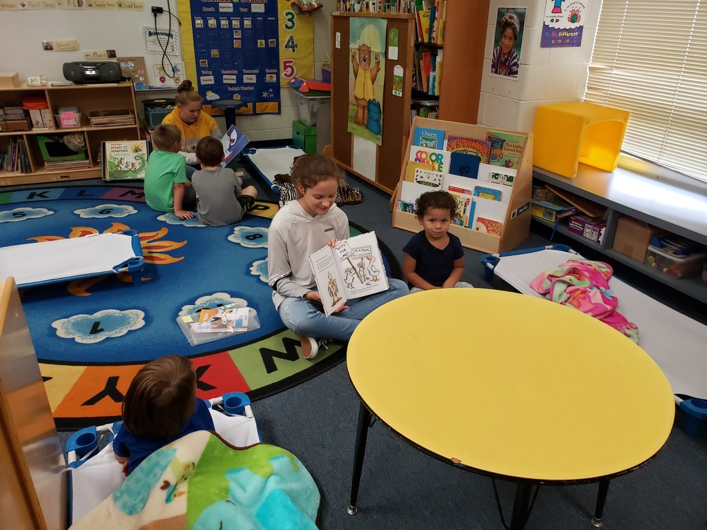 leannfstout's tweet photo. A benefit to being PreK through 7th are the role model opportunities for our 7th graders. They get to buddy up with a PreK student and read to them once a week! #mes_wildcats #bathschoolsrock https://t.co/UmfZwJuN4W