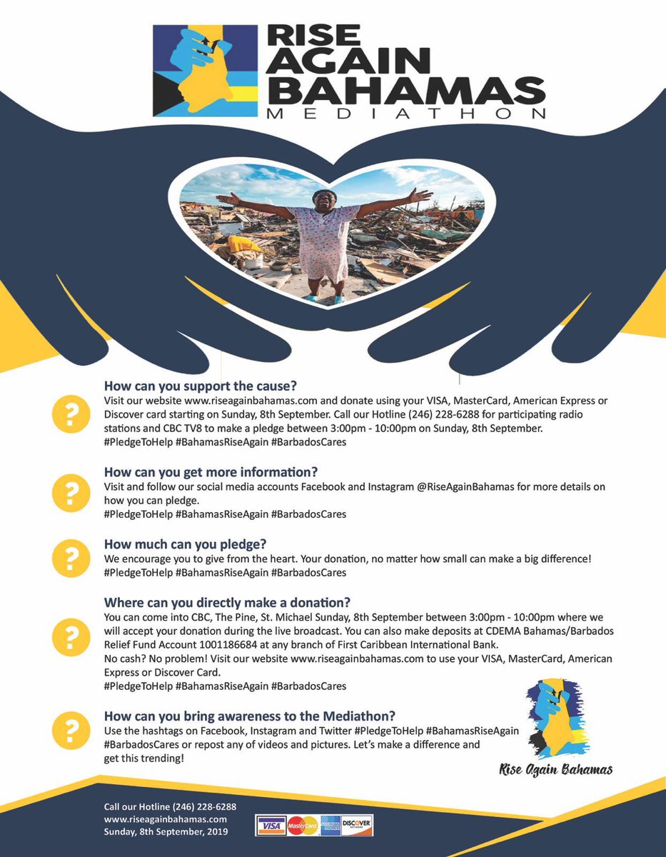 signiaglobe's tweet image. #happeningnow - Rise Again Bahamas Mediathon to help our Caribbean neighbours recover from #HurricaneDorian. Let&apos;s do what we can for the people of The Bahamas. #PledgeToHelp #BahamasRiseAgain #BarbadosCares