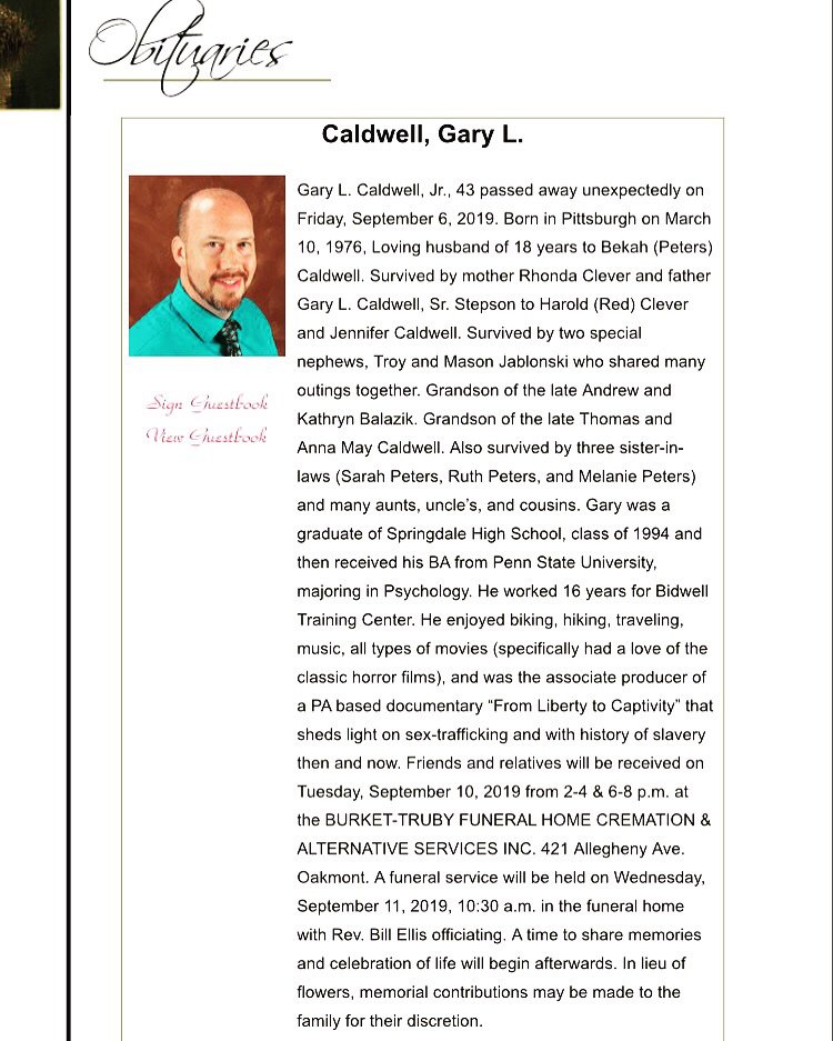 We love and miss you Gary Caldwell.  We were blessed beyond measure to have known and worked with you and to call you a friend.  Until we meet again.