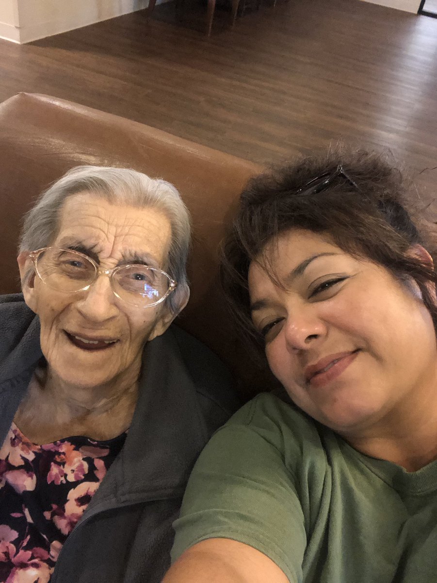 HOSANERD's tweet photo. Hanging out with my favorite person in the world in her cool new pad..listening to corridors with this cute little lady,  my mamita, my G’ma Emilia. #98nlivinghappy https://t.co/itoQ3k2Heo