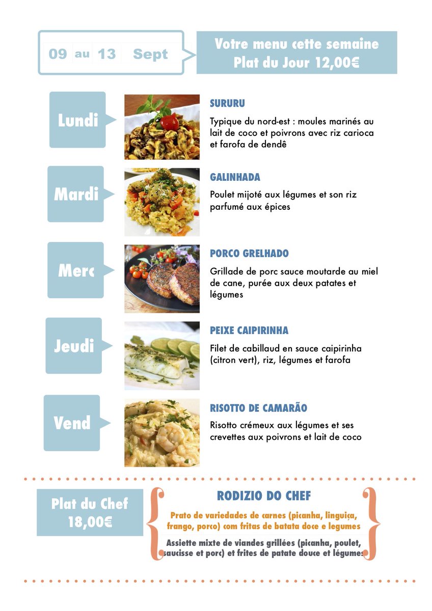 MilocaGourmand's tweet photo. Menu de la semaine prochaine chez Miloca.
Avec nos bons petits plats pour vous faire plaisir! 
Très bonne semaine à tous !!! https://t.co/nXXsowvYwu