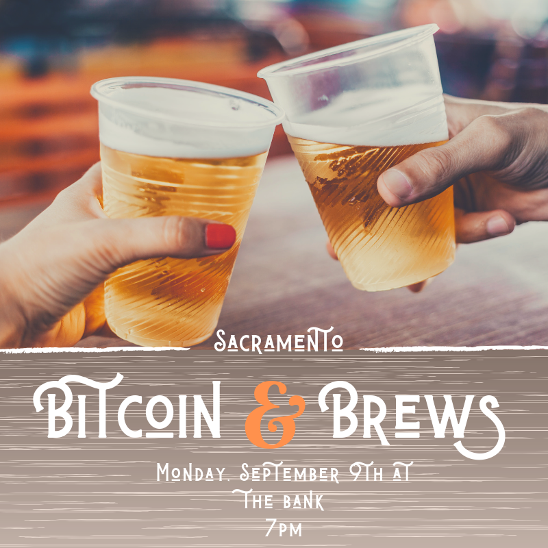 CapCityBTC's tweet photo. Want to talk about #bitcoin over a beer or cocktail? 
Join us at The Bank in Sacramento tomorrow night at 7pm! https://t.co/zJPbLIhdLP