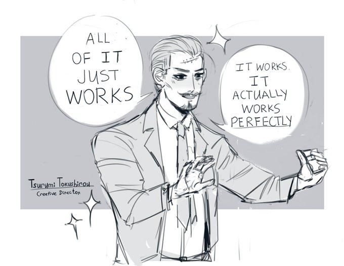 modern au tsurumi is a game developer who sells you the same game remastered each year while telling you sweet little lies 