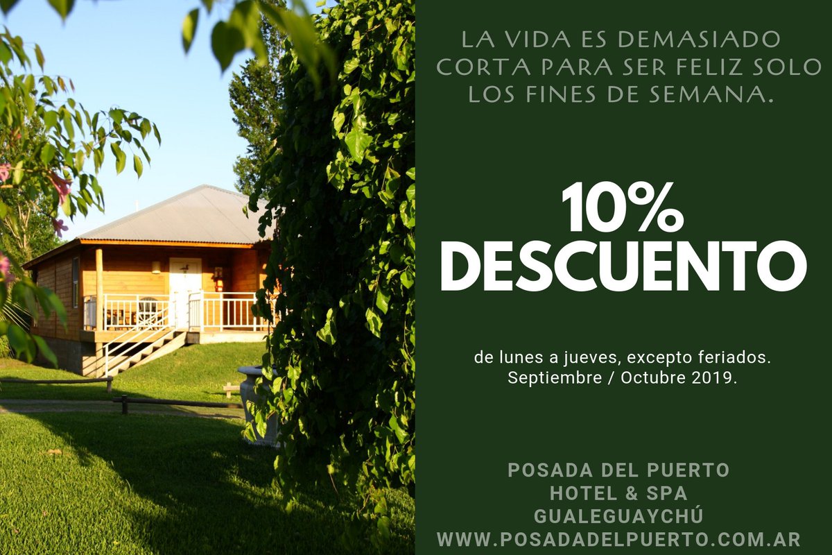 delPuertoPosada's tweet photo. ¡¡ Todos los días #RELAX !!
WhatsApp: +54 9 3446 604848
#díasdesemana #delunesajueves #bienestar #Hotel #Spa #Gualeguaychú #EntreRíos #Argentina #CercaTuyo #Descuentos #descuento #VenisVolves #vivirlomejor #teesperamos https://t.co/TSHsW7UUcw