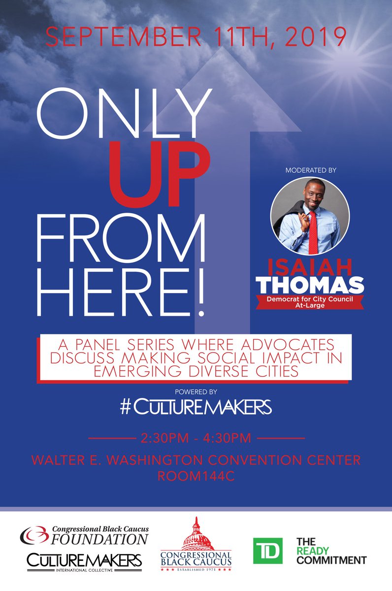 I’m proud to announce that I will be hosting an awesome panel next week in Washington D.C. for the Congressional Black Caucus! We have some amazing presenters including <a href="/J_7TRE_E/">JAHRI EVANS</a>, <a href="/AfricanaCarr/">Greg Carr</a>, <a href="/RepHarris/">Jordan A. Harris</a>, <a href="/keirbgrey/">Keir Bradford Grey</a> and more. See the link for details

OnlyUpFromHere.splashthat.com