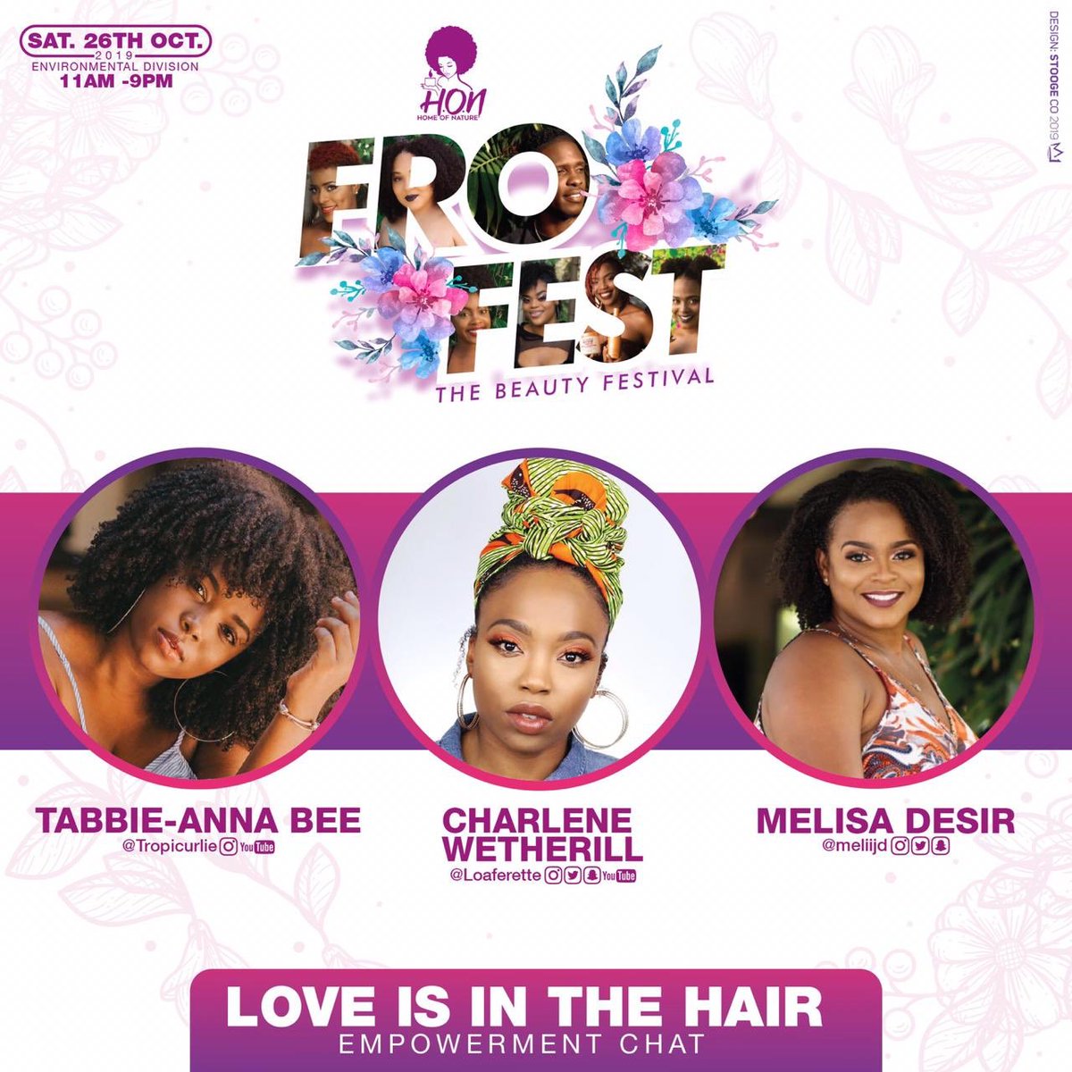 tobago_james's tweet photo. Our first empowerment chat is 🔥🔥Go follow @tropicurlie, @loaferette & @meliijd on IG to see what’s happening on Saturday October 26th at Fro Fest for the “Love is in the Hair” chat !
#frofest #october26th #thebeautyfestival https://t.co/5wMVEpBpte