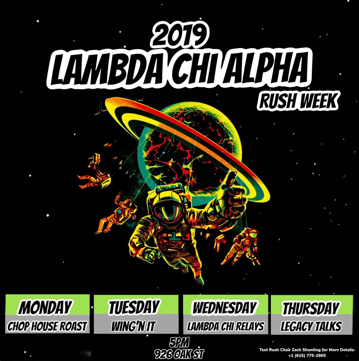 LambdaChiUTC's tweet photo. Starts tomorrow at 5! Come out for a great time. #RushChops https://t.co/ENHpJad0n0