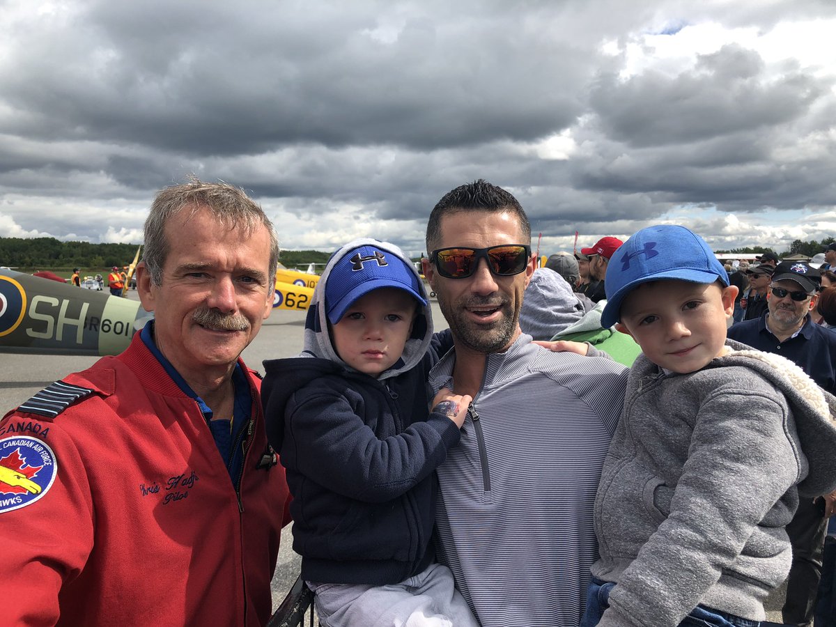jazzar_mark's tweet photo. @Cmdr_Hadfield Thank you for taking the time to speak to us before taking off in the Spitfire. They were in complete awe! All they said after meeting you was ”The man that played guitar in space was in the Spitfire” Thanks Again for a memorable moment they will never forget! https://t.co/y5uiVFBRRo