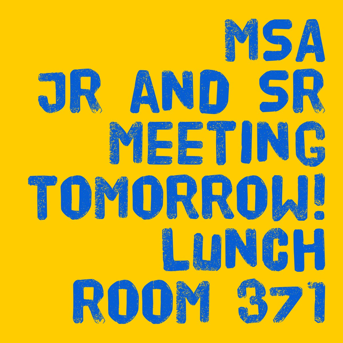 MSA begins monthly class meetings tomorrow!  Stay informed!! #newyear #newactivities