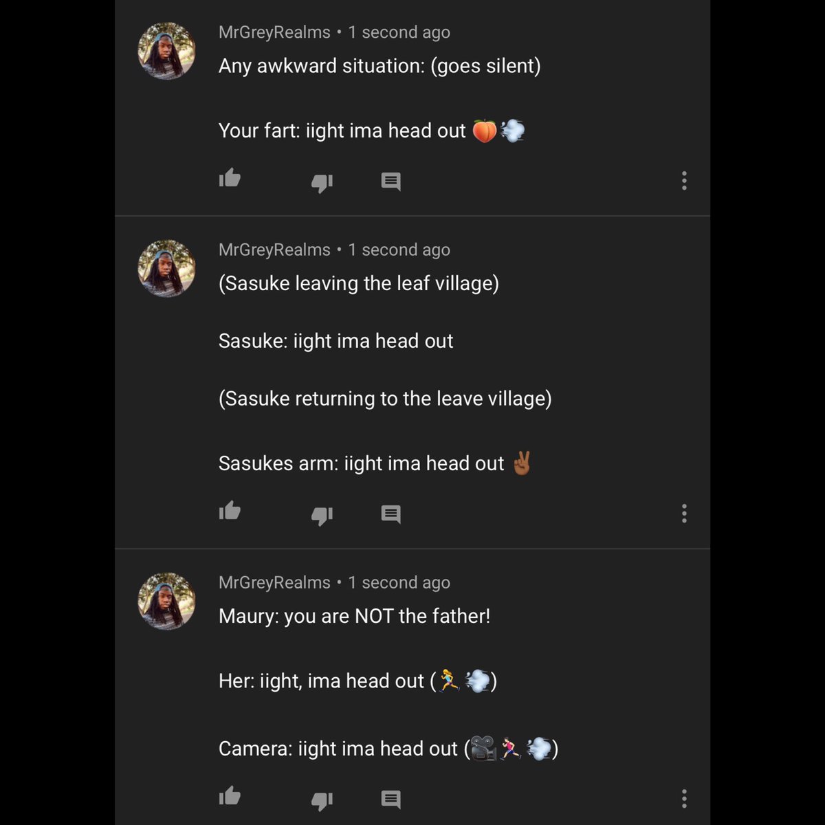 MrGreyRealms's tweet photo. Idk if anybody made these jokes yet but threw these up on @tpindell ight ima head out memes videos 😂 a couple were remakes inspired by other commentors

#ightimaheadout #iightimaheadout #spongebobmemes #funnymemes #savagememes #animememes #cartoonmemes #funnyvideos #funny #blerd https://t.co/l9JVP0JZyH