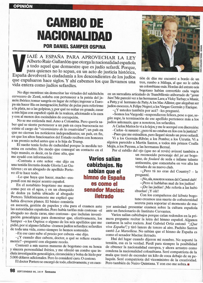 AndresQuinte12's tweet photo. Pueden seguir la lectura de las columnas de opinión de revista Semana en Facebook Live:
- 7 p.m.: #JugandoConCandela de @MJDuzan.
- 7:15 p.m.: #MeCambioDeNacionalidad de @DanielSamperO.
- 7:30 p.m.: #LaGrabacionOculta de @VickyDavilaH.
- 7:45 p.m.: #ElInpecCargado de @DCoronell. https://t.co/5115iirngv