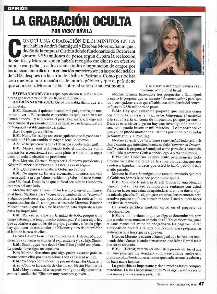 AndresQuinte12's tweet photo. Pueden seguir la lectura de las columnas de opinión de revista Semana en Facebook Live:
- 7 p.m.: #JugandoConCandela de @MJDuzan.
- 7:15 p.m.: #MeCambioDeNacionalidad de @DanielSamperO.
- 7:30 p.m.: #LaGrabacionOculta de @VickyDavilaH.
- 7:45 p.m.: #ElInpecCargado de @DCoronell. https://t.co/5115iirngv