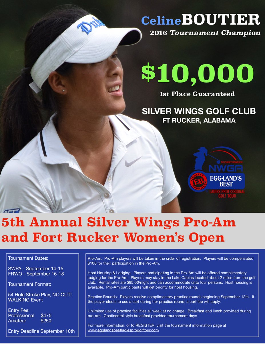NWGATour's tweet photo. Just 2 days left to enter the 5th annual Silver Wings Pro-Am and Ft Rucker Ladies Open.  $10,000 1st Place!  Entries close September 10th.  Register online at https://t.co/zQ46Igfnhw https://t.co/w2qpS7S6zQ