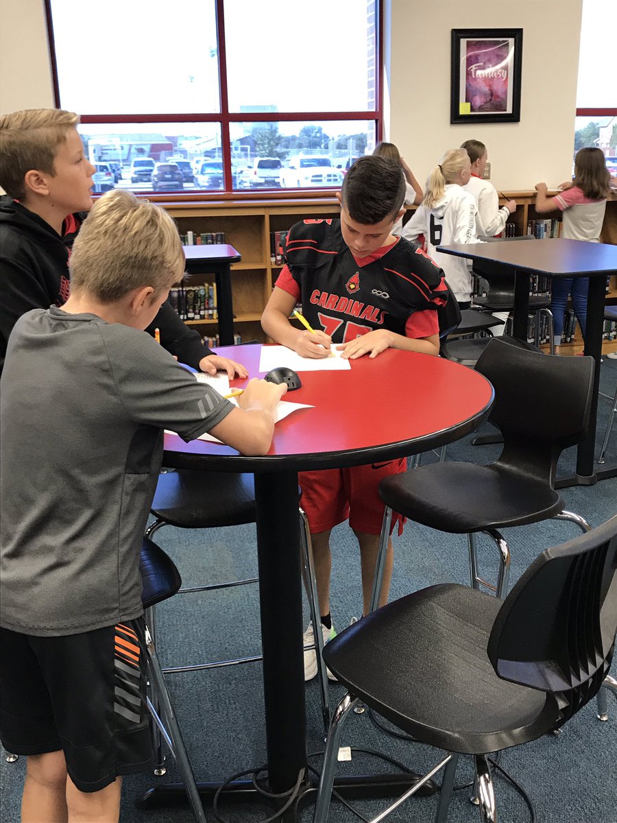 jeneckert11's tweet photo. Scavenger hunt to help us find our way around the library. Thanks Mrs. Montgomery for a fun lesson! #MMSInspires @mmscardslibrary https://t.co/nQkpcMnMsj