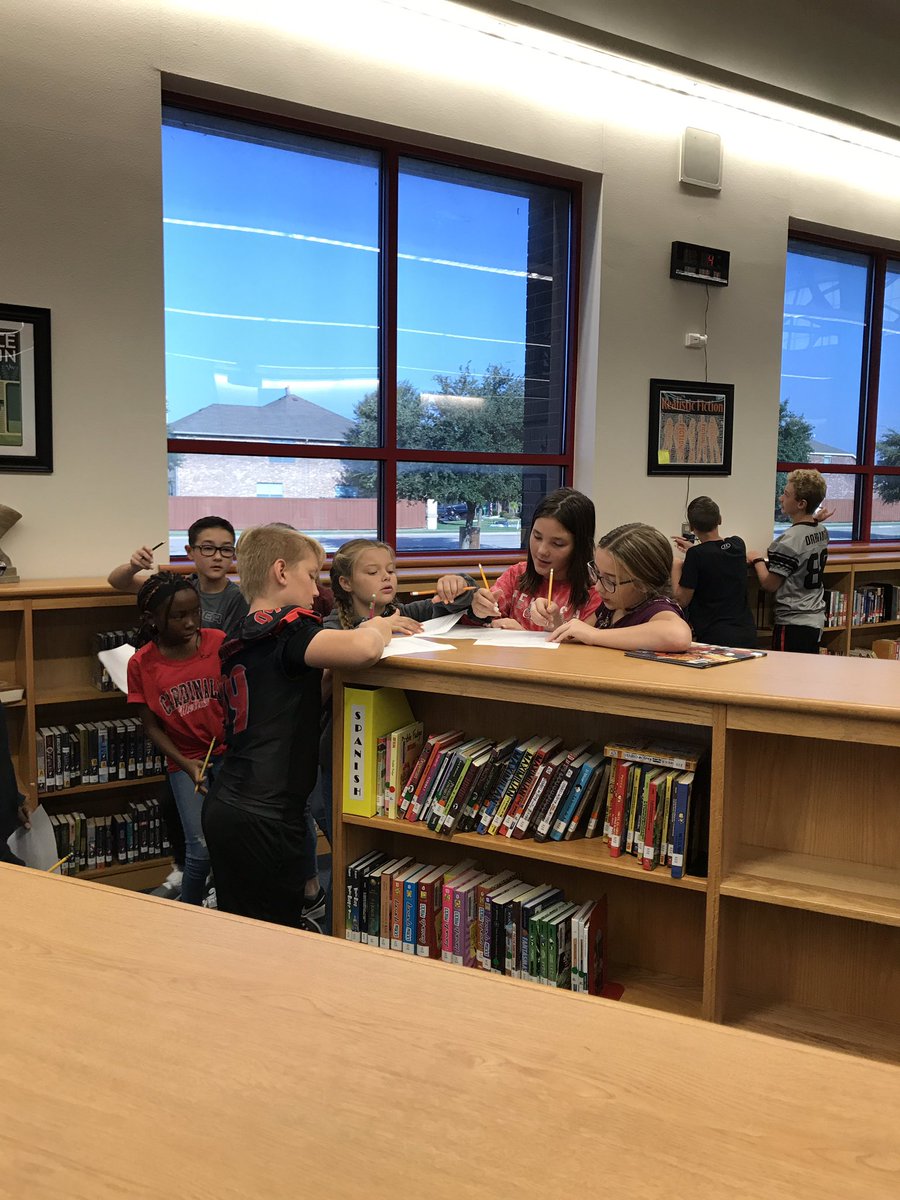jeneckert11's tweet photo. Scavenger hunt to help us find our way around the library. Thanks Mrs. Montgomery for a fun lesson! #MMSInspires @mmscardslibrary https://t.co/nQkpcMnMsj