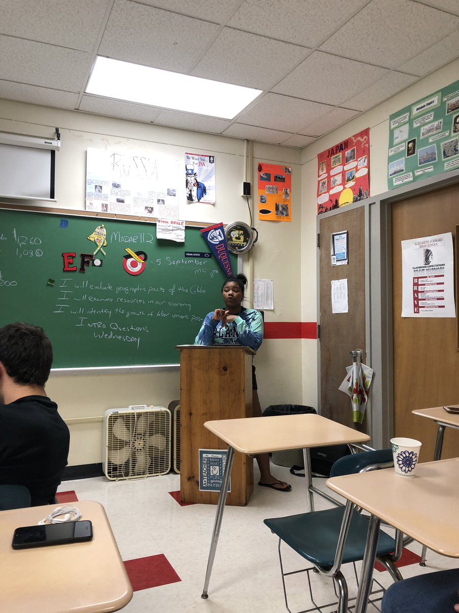 Club president Jordyn White presiding over our first meeting. We have big plans this year! <a href="/EFWarriors/">Elizabeth Forward HS</a>