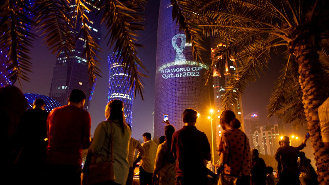 q_explorer's tweet photo. Qatar and a number of Arab and international cities celebrated the unveiling of the emblem of the 2022 FIFA World Cup, hosted by Qatar for the first time in the Middle East. https://t.co/wBVkOey8uC
