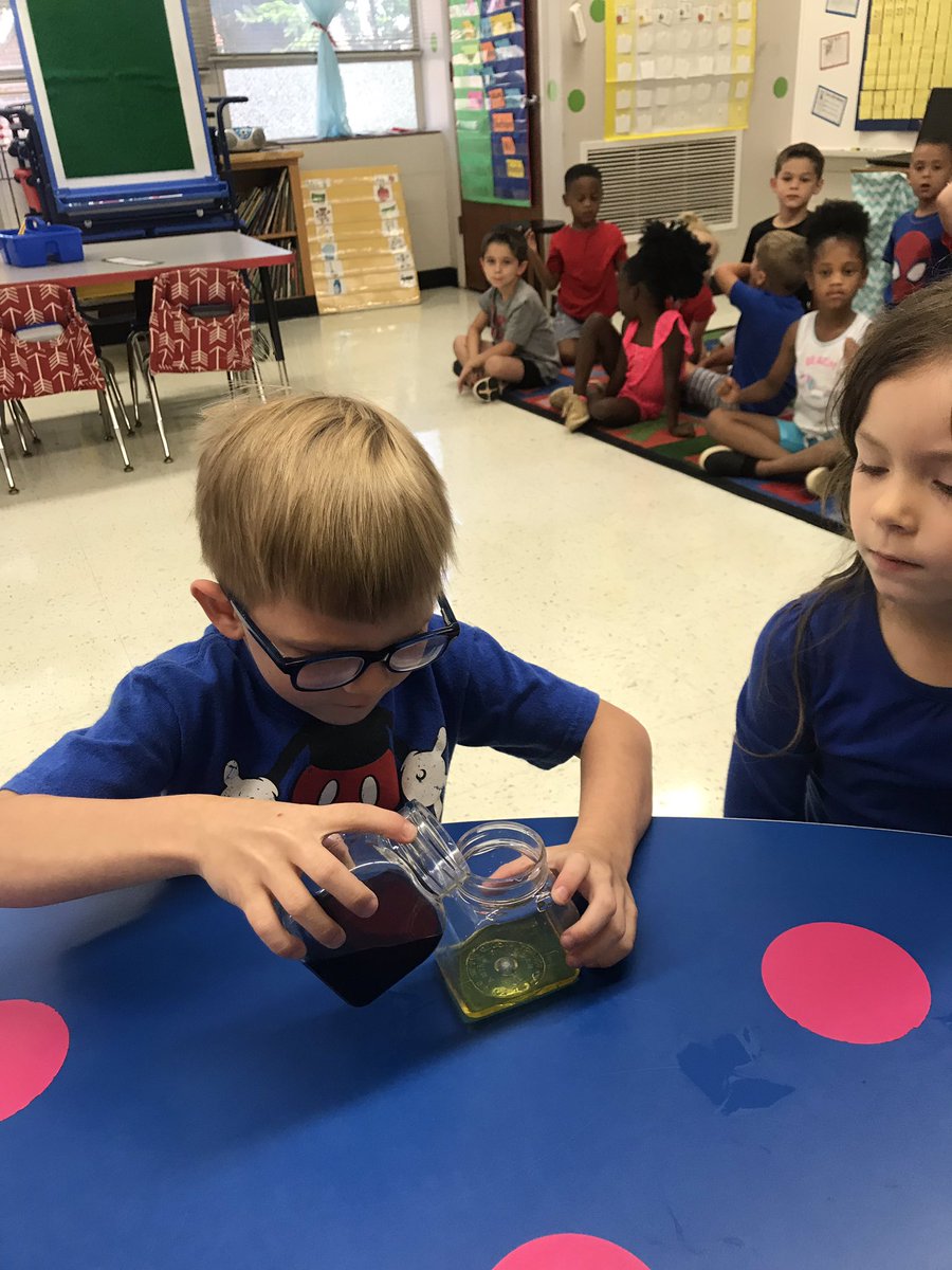 CShomber's tweet photo. #funfridayfiction at Saks elem! We read The Dot. In the story the girl discovers how to create new colors by mixing colors together. We had to try! @ccboe_news #seswildcats https://t.co/bRNF10aKII