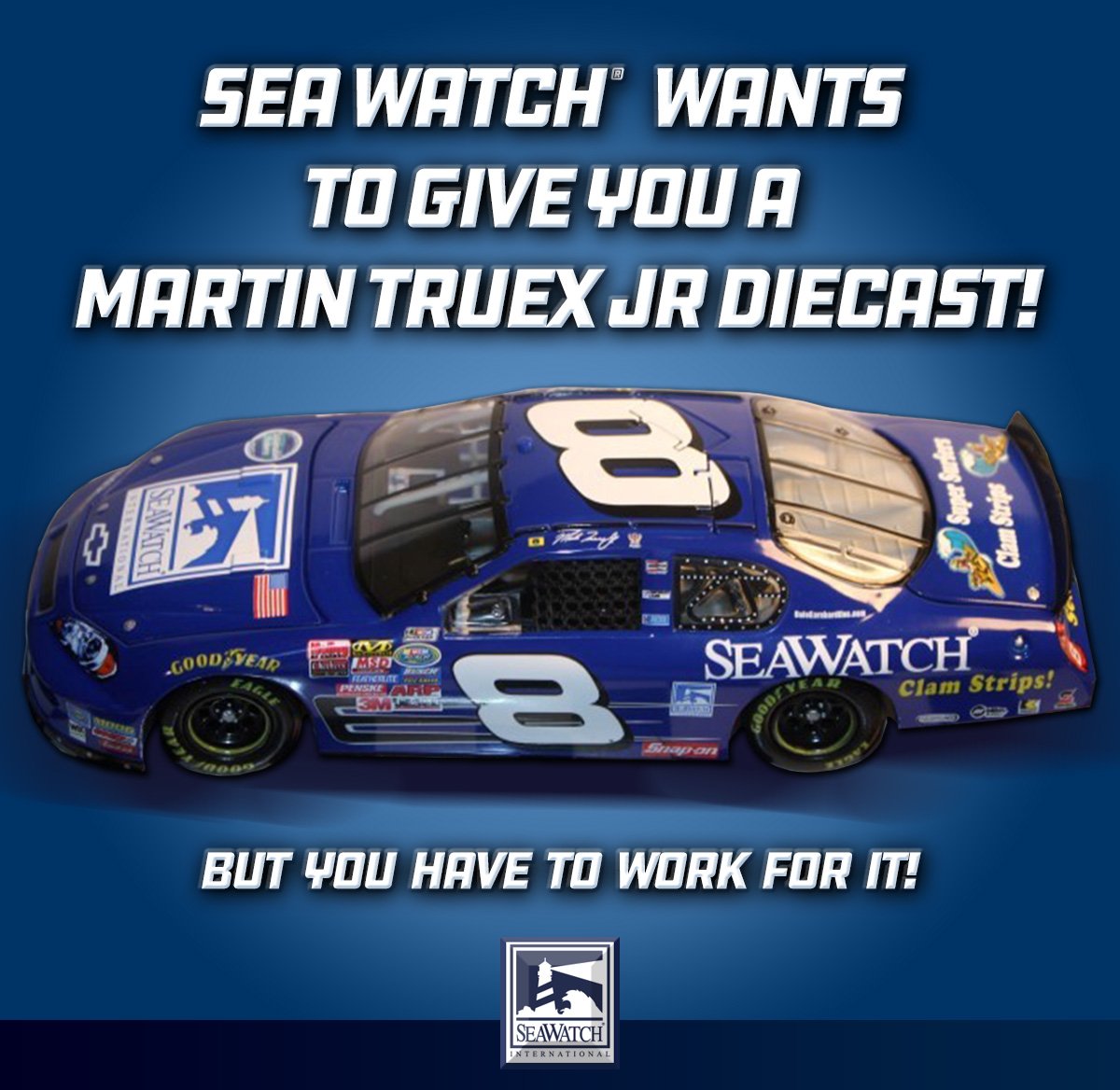 SW is giving away <a href="/MartinTruex_Jr/">Martin Truex Jr.</a> limited addition 1/24 scale diecast 2007 Chevrolet #8 Sea Watch Monte Carlo, but you have to Share, RT and Follow Us to Enter to Win! Contest ends Midnight MON 9/30 #NASCARPlayoffs #TruexJr #ContestAlert #Contest #NASCAR #MonsterEnergy