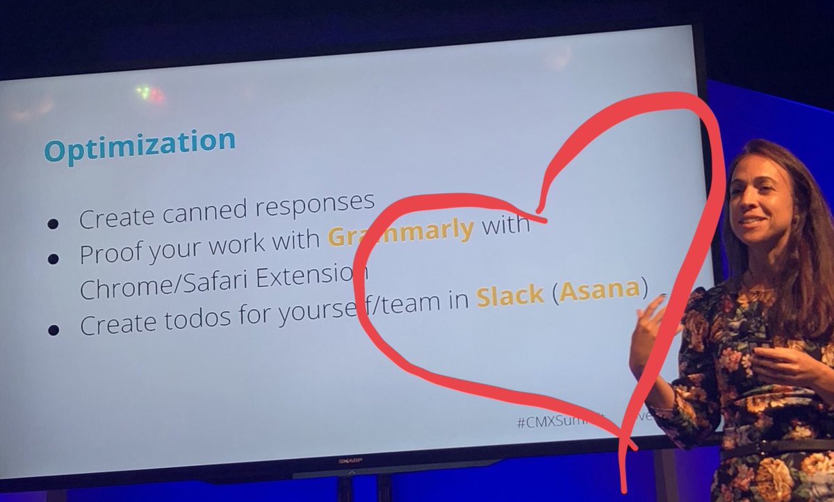 eakinsey's tweet image. Can’t tell you how happy it’s made me to see how much Slack &amp;amp; Slack apps have shown up at #CMXSummit! Moral of the story: Bring work into Slack, work becomes more efficient.

Pro tip: there’s a community to help with that! 

👀 find it at SlackCommunity.com 

#slackconnected