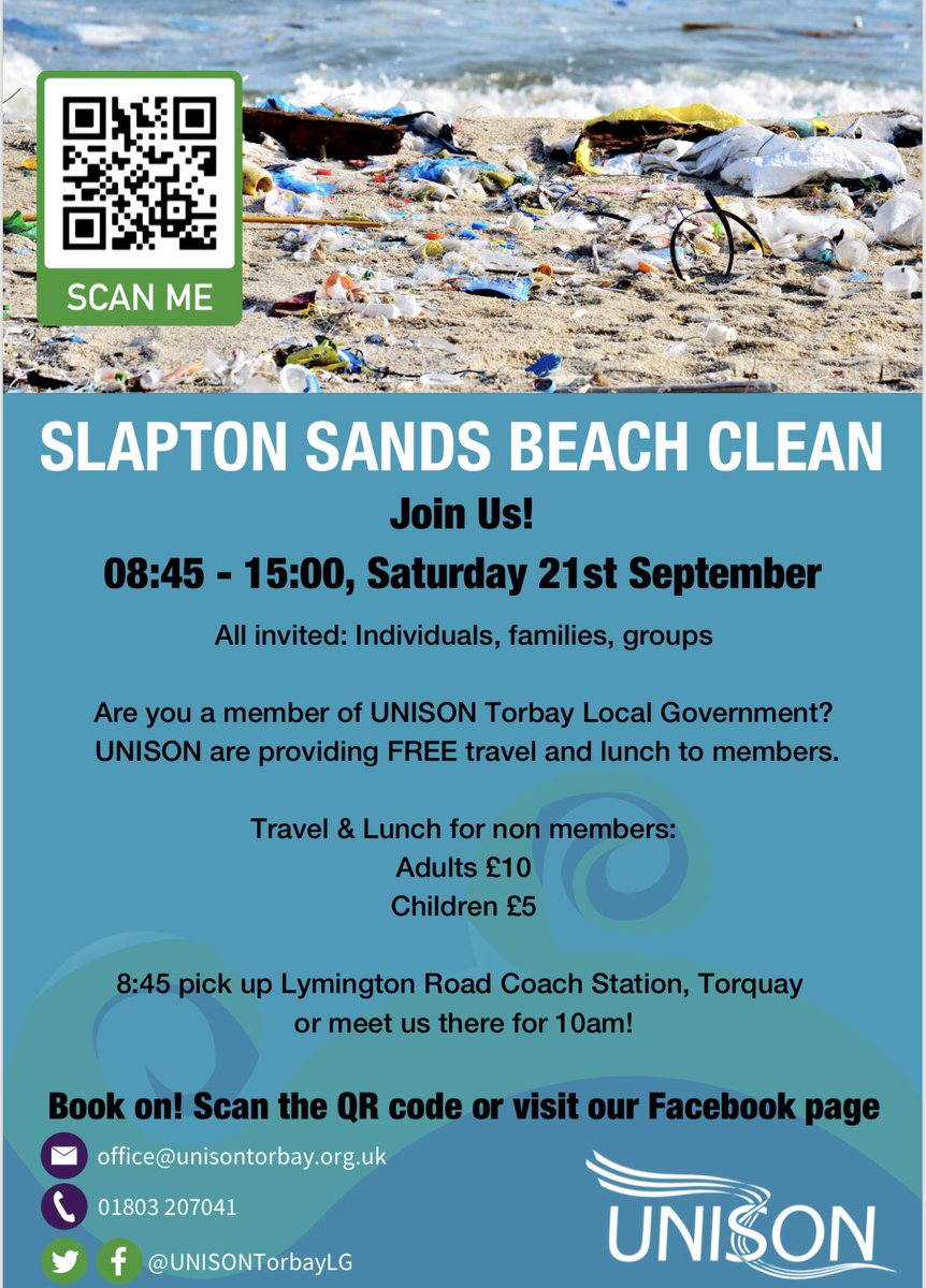 UNISONTorbayLG's tweet photo. Join us on our beach clean! 💚 https://t.co/y17u90GY8t