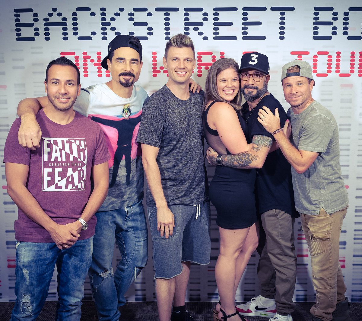 Blu3y3dBalla's tweet photo. I showed one of my coworkers my #BSBBHM M&amp;G pic &amp; she said:
-Your eyes are gone and I see ALL your gums, you are smiling so big.
-You and AJ look like a couple. 
-Is Brian ever going to age? He looks 12.
-We grew up together, Kevin. Why isn't your facial hair grey?🤣 https://t.co/eaT3FTfNJF