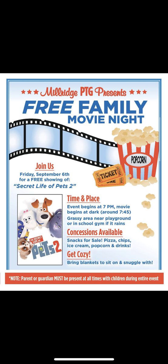 Movie Night is on at Millridge in less than an hour! Hope to see you there!📽🎞