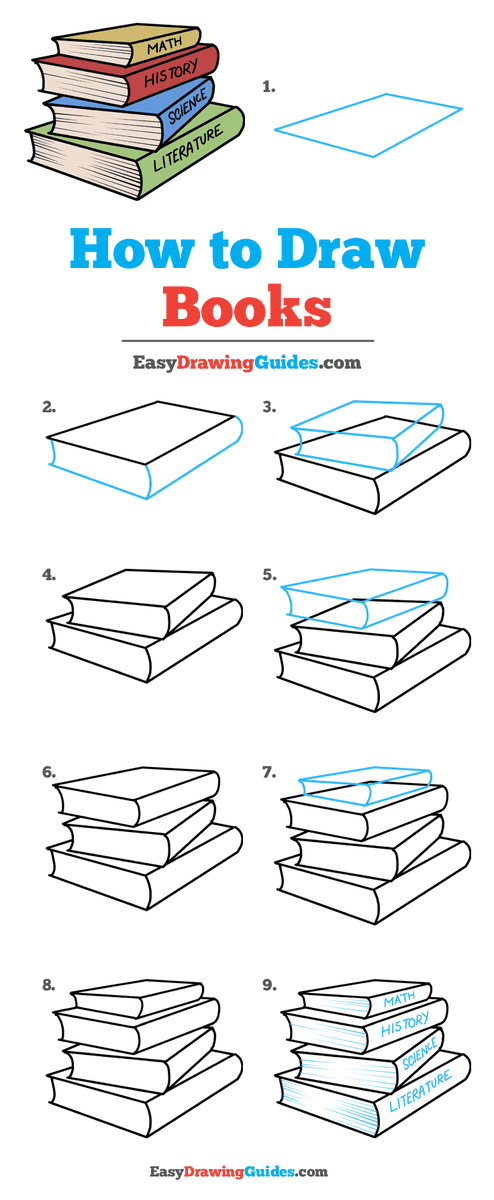 Step by Step How To Draw a Book Easy Printable Lesson For Kids Printable  Tutorial